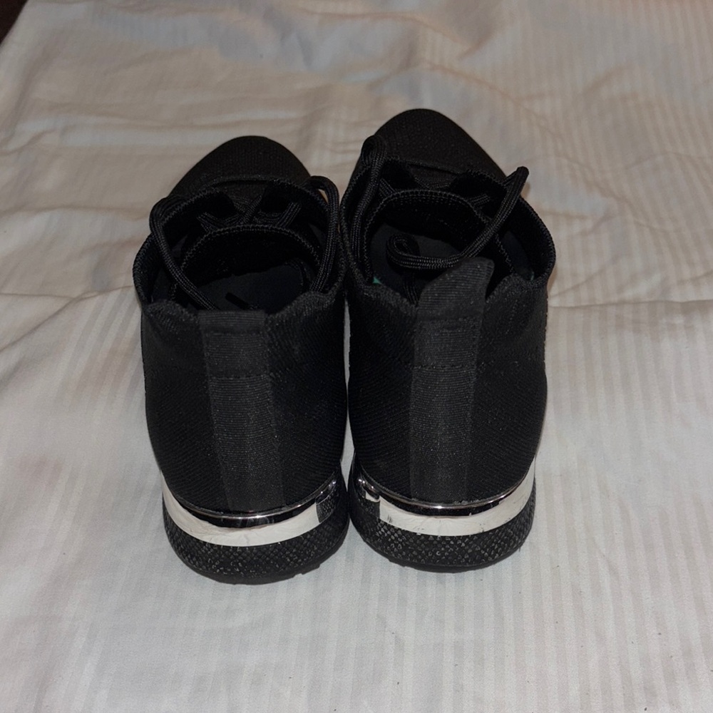 Black Knit Sneakers with Silver Accents